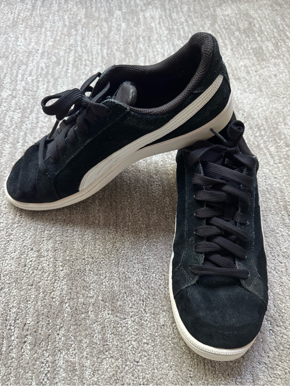 Puma Smash v2 Black Suede Leather Sneakers Men's Size 10 Low Top Shoes - Picture 4 of 8